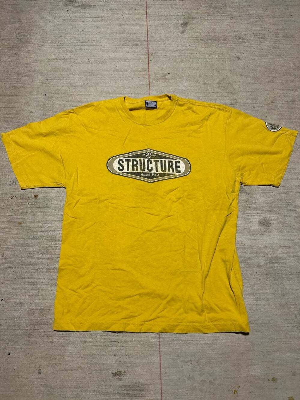 Vintage Structure Logo T-Shirt Yellow Size L